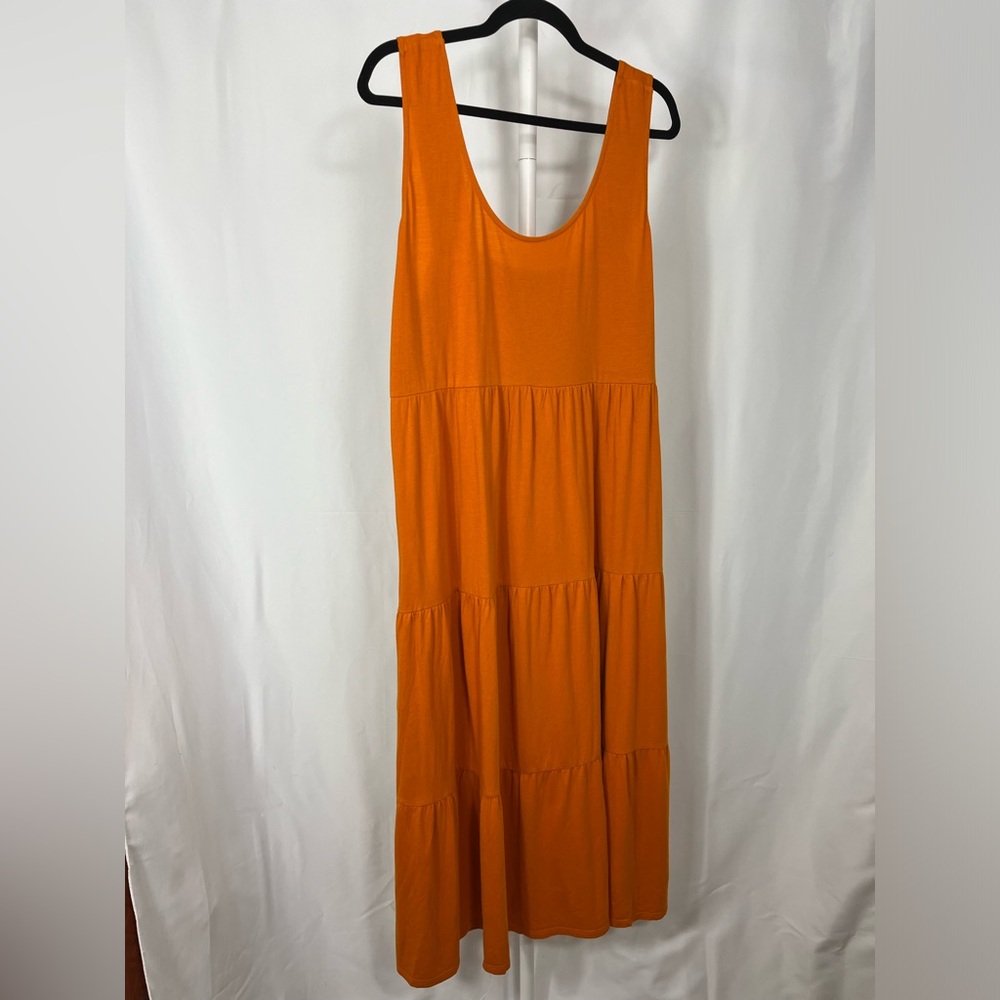 J.Crew Women's Bronze Orange Sleeveless Cotton Tiered Maxi Dress Size L